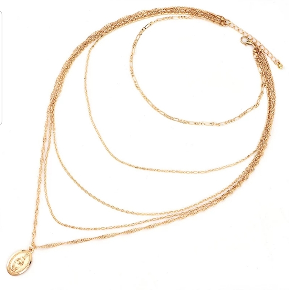 *Morgan* Layered Medallion Necklace - Picture 4 of 6